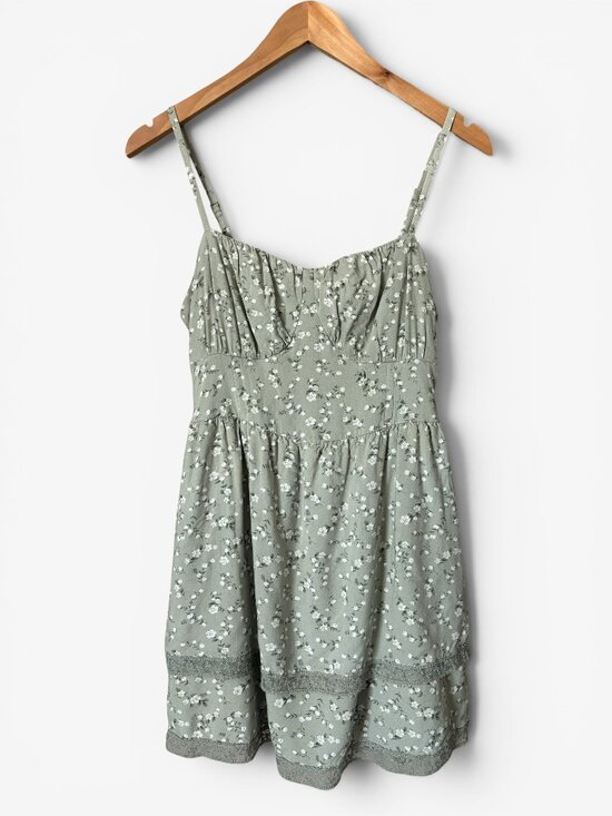 Hollister Dresses & Skirts - Hollister Sage Green Ditsy Floral Double Tier Corset Mini Dress Womens Medium